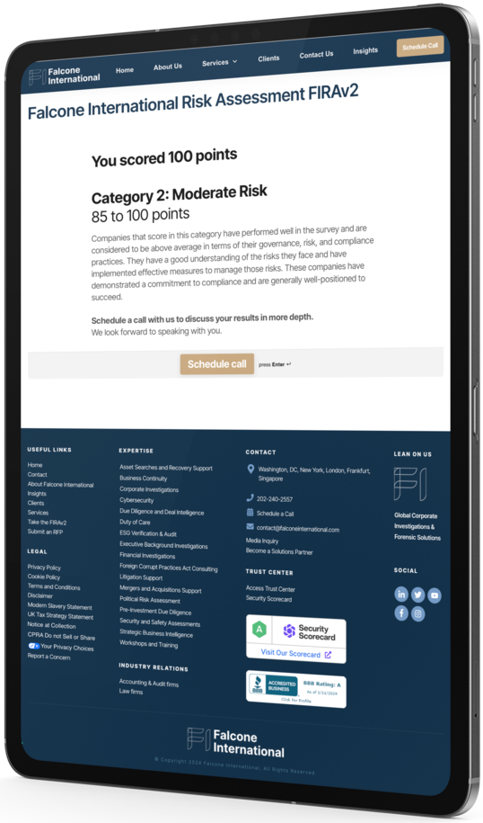 FIRAv2 Risk Assessment Tool Falcone International FIRAv2 Risk Assessment Tool Falcone International