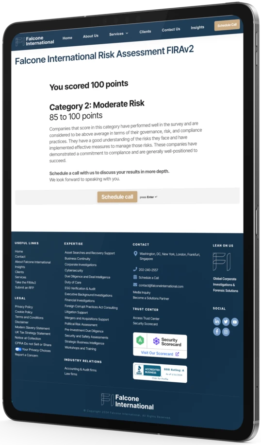 FIRAv2 Risk Assessment Tool Falcone International FIRAv2 Risk Assessment Tool Falcone International