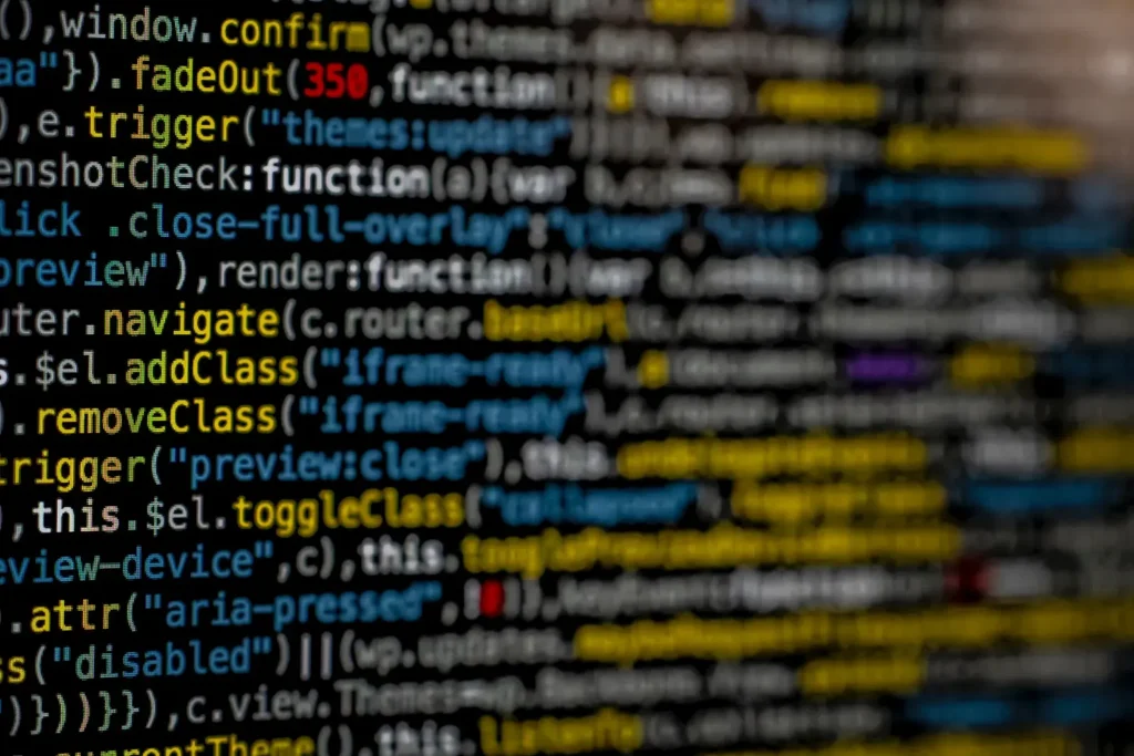 Close-up of syntax-highlighted source code on a dark screen